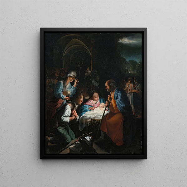 L'Adoration des bergers - Carlo Saraceni — kehystetty taideteos seinällä