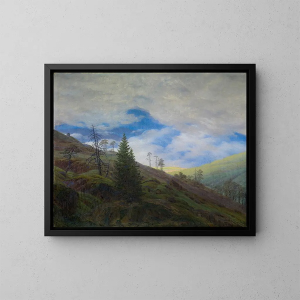 Auringonsäde Riesengebirgen alueella - Caspar David Friedrich — kehystetty taideteos seinällä