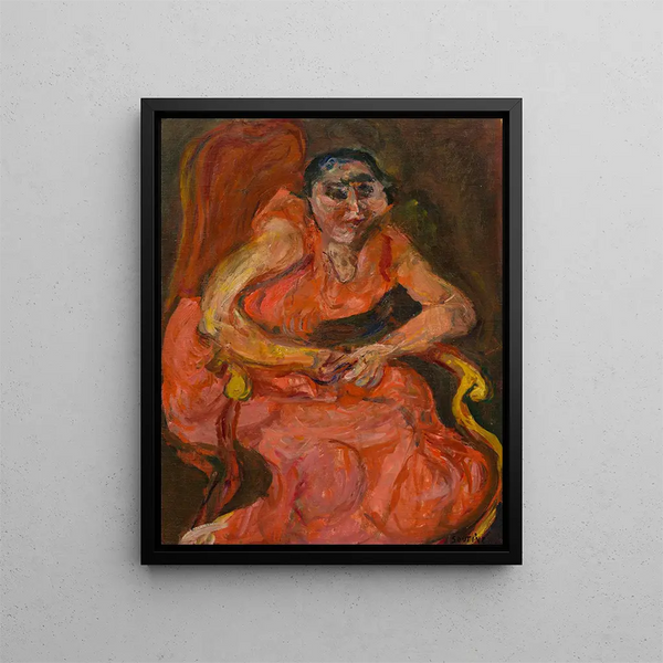 Naismaalaus vaaleanpunaisessa - Chaïm Soutine — kehystetty taideteos seinällä