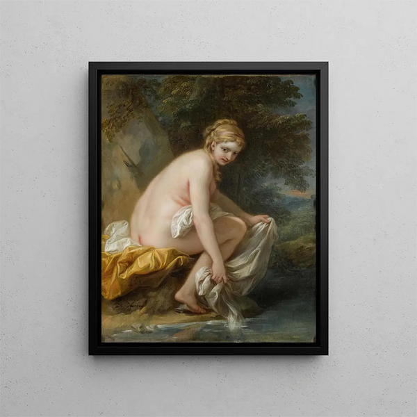 Une nymphe à son bain - Charles André van Loo — kehystetty taideteos seinällä