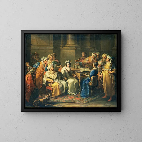 Le Grand Seigneur donnant un concert à sa maîtresse - Charles André van Loo — kehystetty taideteos seinällä
