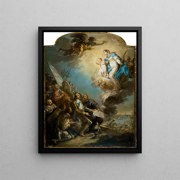 Le Vœu de Louis XIII au siège de la Rochelle 1628 - Charles André van Loo — kehystetty taideteos seinällä