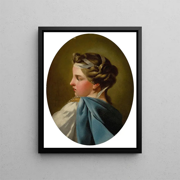 Portrait d'une dame - Charles André van Loo — kehystetty taideteos seinällä
