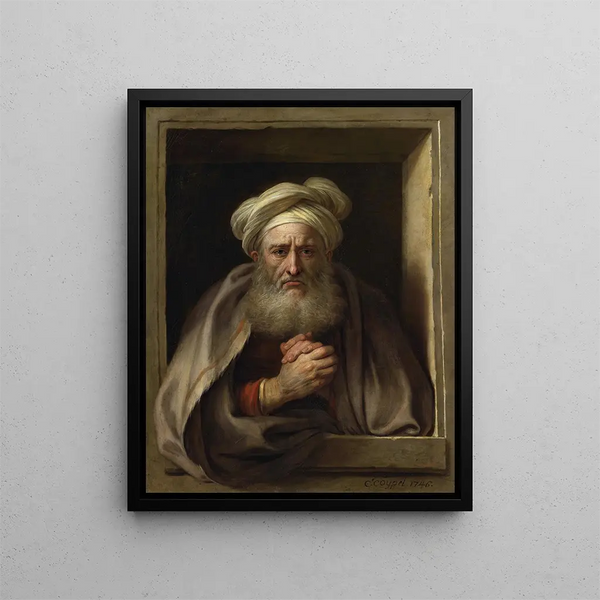 Démocrite the triste - Charles-Antoine Coypel — kehystetty taideteos seinällä