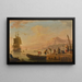 Mediterranean satamanäyttämö, kalastajien purkamassa veneitään - Charles-François Grenier de Lacroix — kehystetty taideteos seinällä