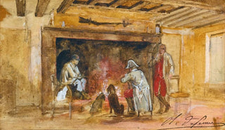 CharlesOlivier de Penne - Soldiers Warming By A Fire.webp