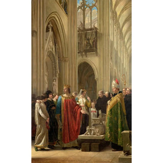 CharlesPaul Landon - Saint Louis faisant rtablir les tombeaux des rois ses prdcesseurs dans le chur de lglise de SaintDenis vers 1231.webp