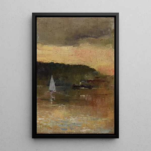 Maalauksen jäljennös Charles Conderin Sydneyn satamasta auringonlaskun aikaan