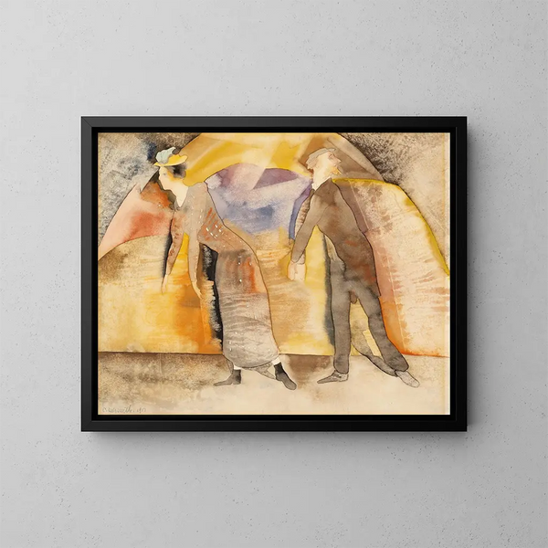 Dans le vaudeville, femme et homme sur scène - Charles Demuth — kehystetty taideteos seinällä