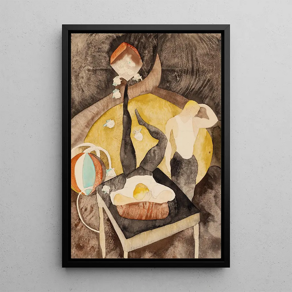 Maalauksen jäljennös En vaudeville, kaksi akrobaattia jonglööriä - Charles Demuth