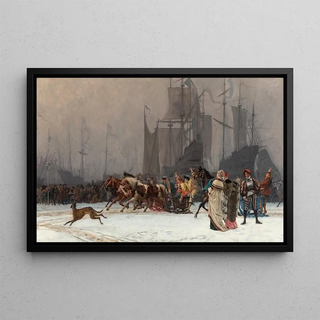 Charles Edouard Delort - Winter evening at the harbor.webp