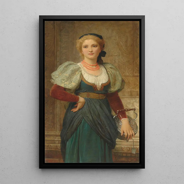 Muotokuva naisesta koralliriipuksella - Charles Edward Perugini — kehystetty taideteos seinällä