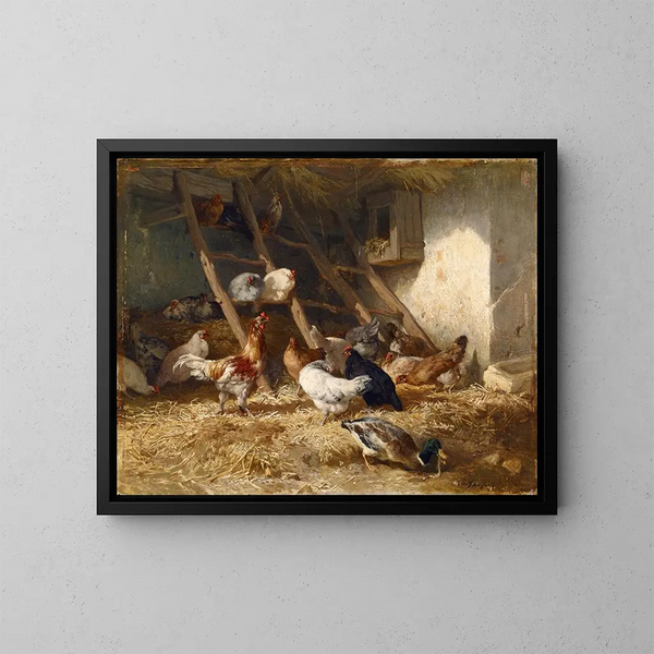 Poulettes - Charles Émile Jacque — kehystetty taideteos seinällä