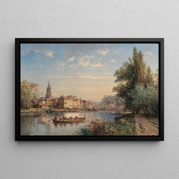 Charles Euphrasie Kuwasseg - A Village by the River.webp