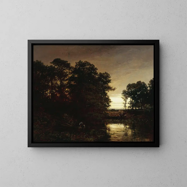 maisemasta veden äärellä - Charles François Daubigny — kehystetty taideteos seinällä