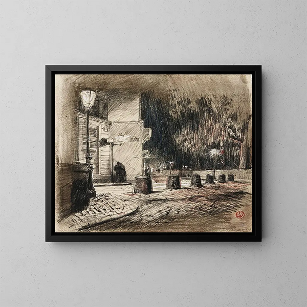 Un coin de Montmartre - Charles Jouas — kehystetty taideteos seinällä
