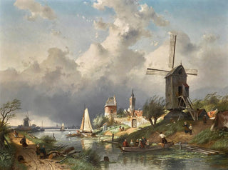 Charles Leickert - River Landscape With Windmill.webp