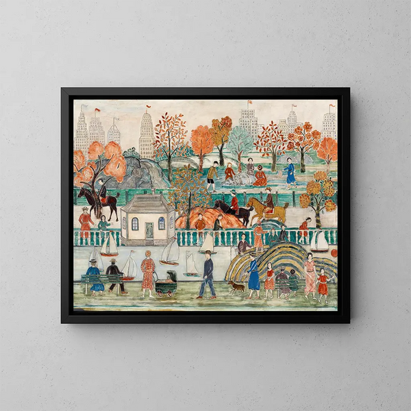 Central Park - Charles Prendergast — kehystetty taideteos seinällä