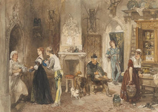 Charles Rochussen - Bedienden van een kasteel in een voorvertrek verenigd.webp