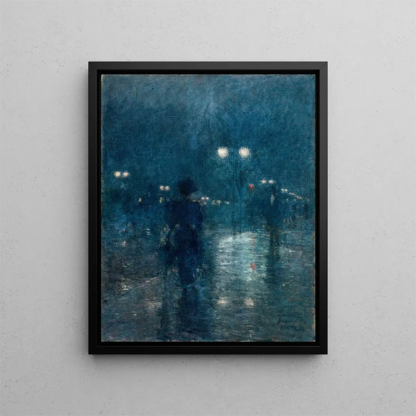 Nocturne de la Cinquième Avenue - Childe Hassam — kehystetty taideteos seinällä