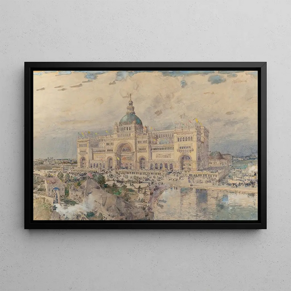 Childe Hassam - The MacKaye Spectatorium with Iowa Pavillion in Foreground Columbian Exposition.webp