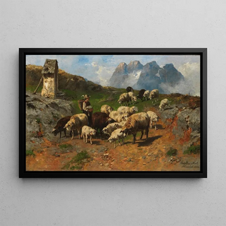Christian Friedrich Mali - Hirtenjunge mit Schafen im Gebirge.webp
