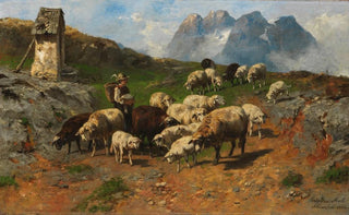 Christian Friedrich Mali - Hirtenjunge mit Schafen im Gebirge.webp