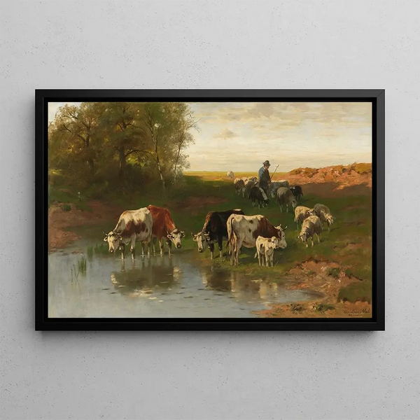 Christian Friedrich Mali - Vieh mit Hirte an der Furt.webp