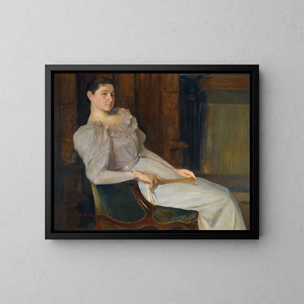 Tytär valkoisessa - Christian Krohg — kehystetty taideteos seinällä