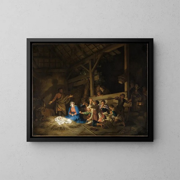 L'Adoration des bergers - Christian Wilhelm Ernst Dietrich — kehystetty taideteos seinällä