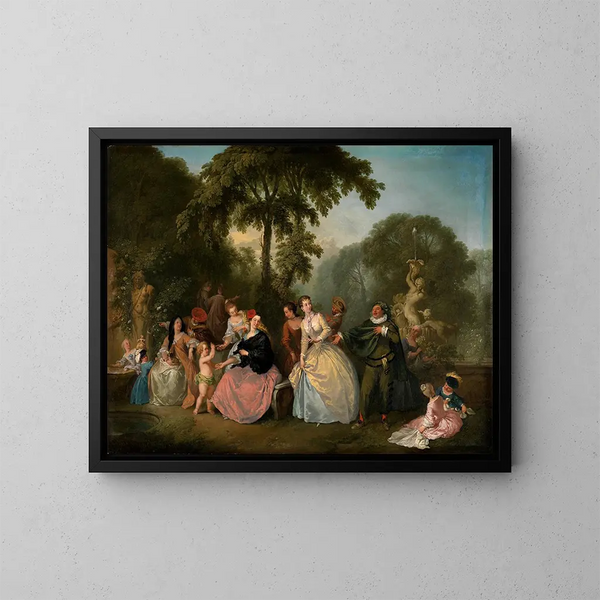 Société dans le parc - Christian Wilhelm Ernst Dietrich — kehystetty taideteos seinällä