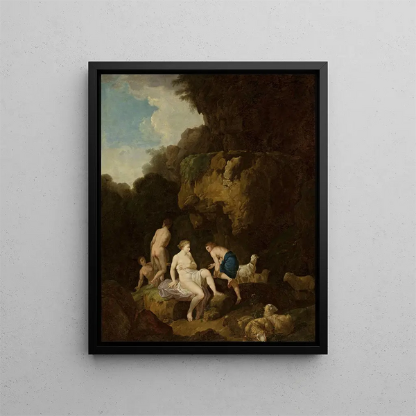 Nymphes dans une grotte - Christian Wilhelm Ernst Dietrich — kehystetty taideteos seinällä