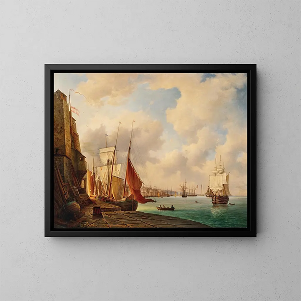 Le port de Trieste - Christian von Plattensteiner — kehystetty taideteos seinällä