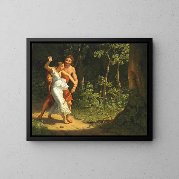 Une scène de séduction dans une forêt - Christoffer Wilhelm Eckersberg — kehystetty taideteos seinällä