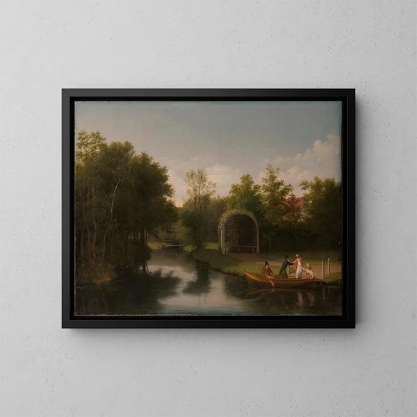 Aire de repos dans le parc du manoir de Sanderumgrd - Christoffer Wilhelm Eckersberg — kehystetty taideteos seinällä