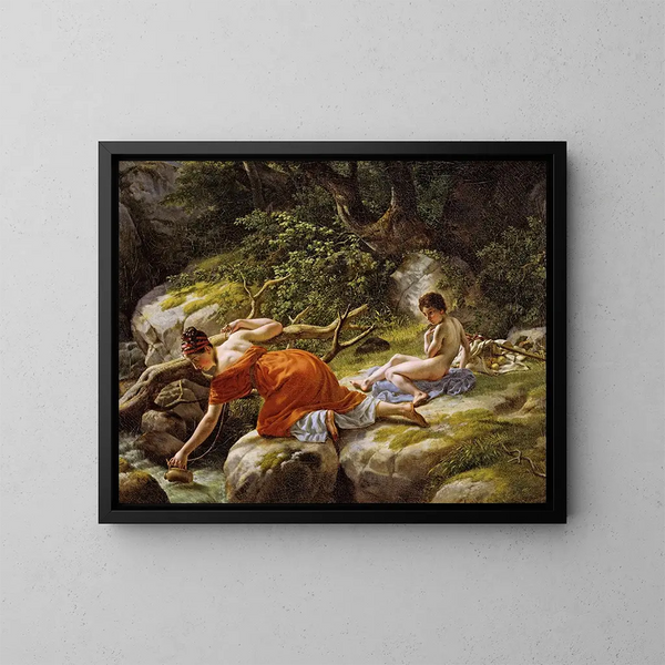 Hagar ja Ismael autiomaassa - Christoffer Wilhelm Eckersberg — kehystetty taideteos seinällä