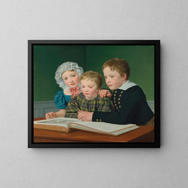 Portrait des enfants de CF Holms: Adam, Vilhelm, Pauline, Frederikke et Johan Chr Julius - Christoffer Wilhelm Eckersberg — kehystetty taideteos seinällä