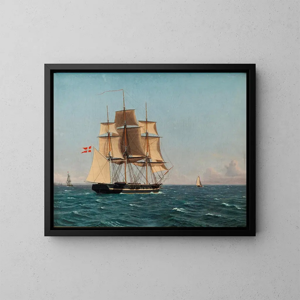 La Corvette Najaden purjeiden alla - Christoffer Wilhelm Eckersberg — kehystetty taideteos seinällä