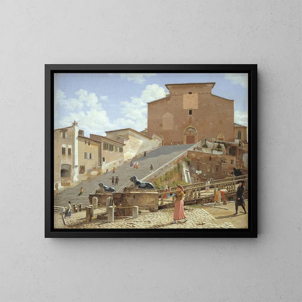 Les marches en marbre menant à l'église de Santa Maria in Aracoeli à Rome - Christoffer Wilhelm Eckersberg — kehystetty taideteos seinällä