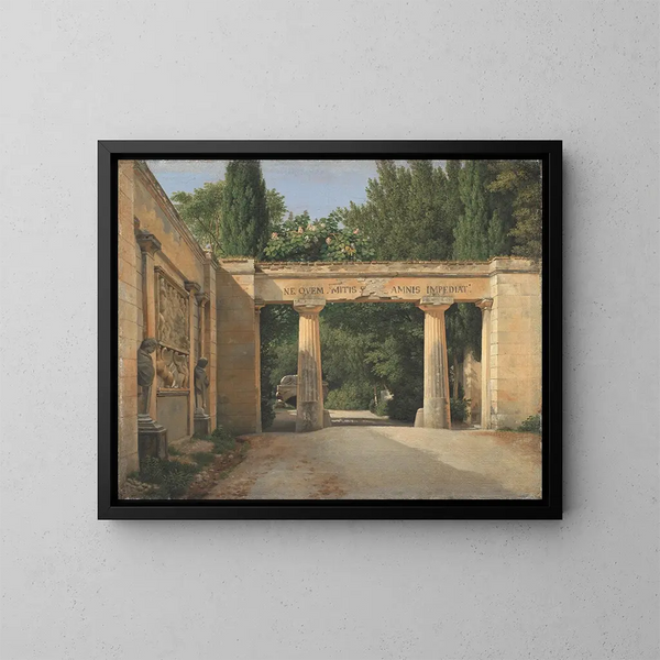 Näkymä Borghèse-villen puutarhasta Roomassa - Christoffer Wilhelm Eckersberg — kehystetty taideteos seinällä