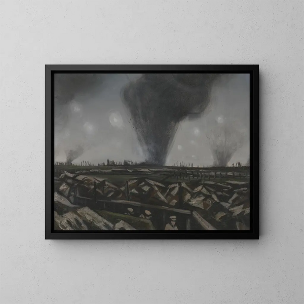 Christopher Nevinsonin Le bombardement - Christopher R W Nevinson — kehystetty taideteos seinällä