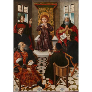 Circle of Diego de la Cruz - Jess entre los doctores.webp