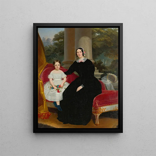 Circle of Federico de Madrazo y Kuntz - Portrait of a mother and her daughter.webp