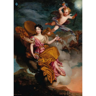 Circle of Pierre Mignard - Portrait of Mademoiselle de la Force as Flora in a landscape with putti.webp