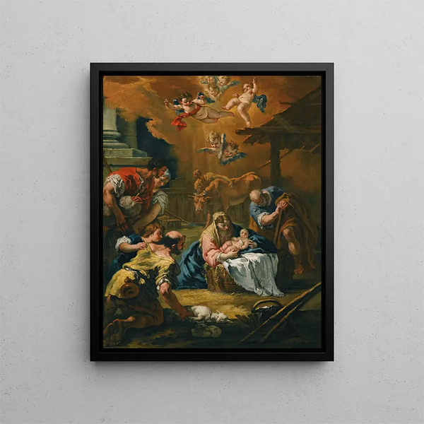 L'Adoration des bergers - Cercle de Sebastiano Ricci — kehystetty taideteos seinällä