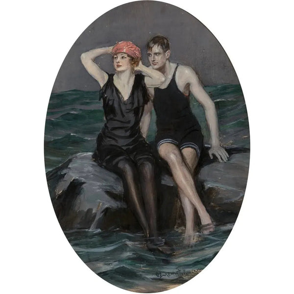 Nageurien maalaus - Clarence F. Underwood — kehystetty taideteos seinällä