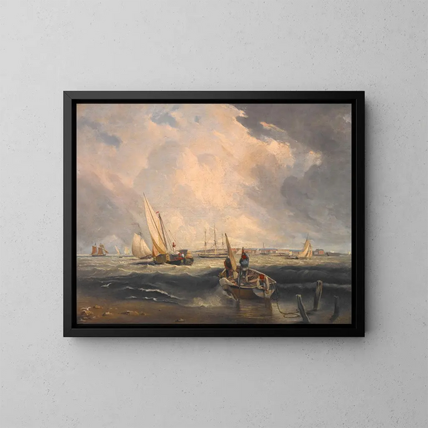 Sables de Bligh à Sheerness - Clarkson Stanfield — kehystetty taideteos seinällä