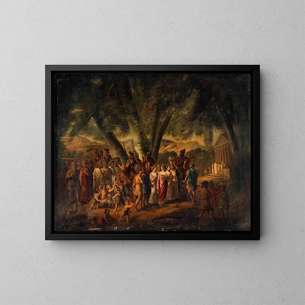 Antiikin kulkue, joka suuntaa temppeliin - Claude Joseph Vernet — kehystetty taideteos seinällä