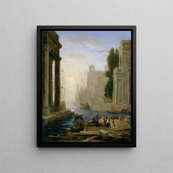 Embarquement de Sainte Paule - Claude Lorrain — kehystetty taideteos seinällä