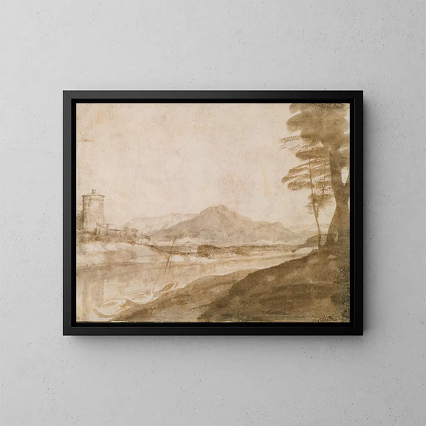 Maisema - Claude Lorrain — kehystetty taideteos seinällä